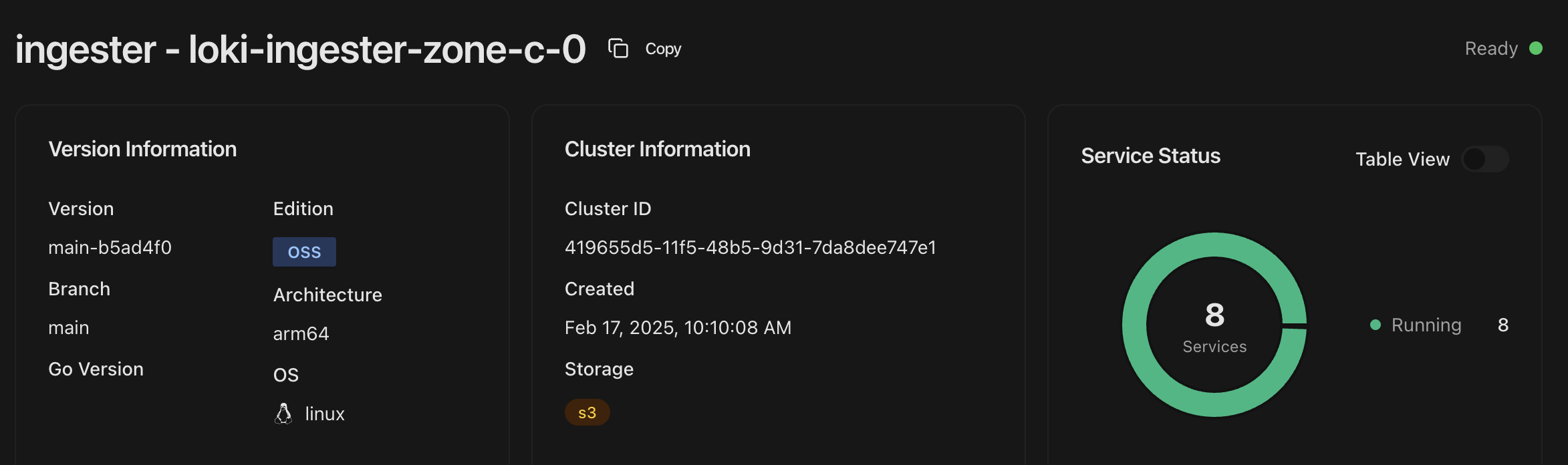 Loki UI Node Page Loki UI Node Page